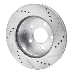 Jeep Wrangler Brake Rotor (1) - Front Left - DFC - Drilled & Slotted - Silver - `99-`06