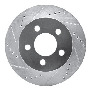 Jeep Wrangler Brake Rotor (1) - Front Left - DFC - Drilled & Slotted - Silver - `99-`06
