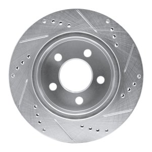 Jeep Wrangler Brake Rotor (1) - Front Left - DFC - Drilled & Slotted - Silver - `99-`06