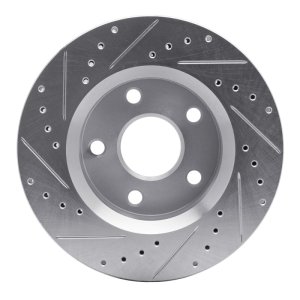 Jeep Wrangler Brake Rotor (1) - Front Right - DFC - Drilled & Slotted - Silver - `07-`18