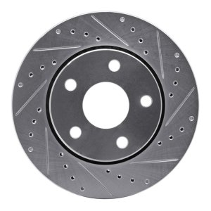 Jeep Wrangler Brake Rotor (1) - Front Right - DFC - Drilled & Slotted - Silver - `07-`18