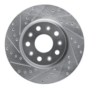 Jeep Wrangler Brake Rotor (1) - Front Left - DFC - Drilled & Slotted - Silver - `18-`25