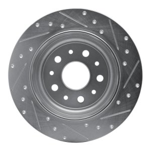 Jeep Wrangler Brake Rotor (1) - Rear Left - DFC - Drilled & Slotted - Silver - `18-`25