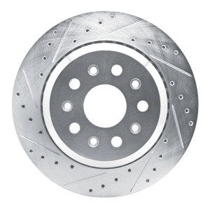 Jeep Wrangler Brake Rotor (1) - Rear Left - DFC - Drilled & Slotted - Silver - `20-`25