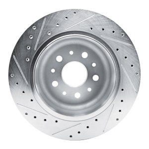 Jeep Wrangler Brake Rotor (1) - Rear Right - DFC - Drilled & Slotted - Silver - `20-`25