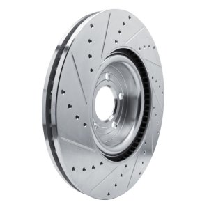 Ford Police Interceptor Utility Brake Rotor (1) - Front Right - DFC - Drilled & Slotted - Silver - `20-`25