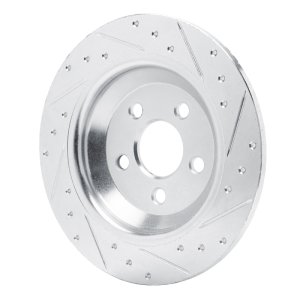 Ford Maverick Brake Rotor (1) - Rear Left - DFC - Drilled & Slotted - Silver - `22-`25