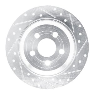 Ford Maverick Brake Rotor (1) - Rear Right - DFC - Drilled & Slotted - Silver - `22-`25