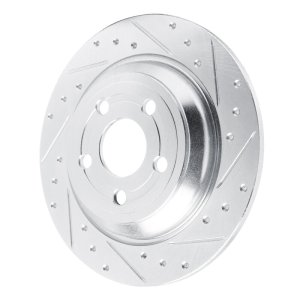 Ford Maverick Brake Rotor (1) - Rear Right - DFC - Drilled & Slotted - Silver - `22-`25