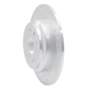 Honda Crosstour Brake Rotor (1) - Rear Left - DFC - Drilled & Slotted - Silver - `10-`15