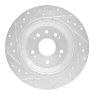 Honda Accord Crosstour Brake Rotor (1) - Rear Right - DFC - Drilled & Slotted - Silver - `10-`15