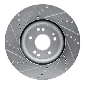 Mercedes-Benz E500 Brake Rotor (1) - Left Front - DFC - Drilled & Slotted - Silver - `94-`02