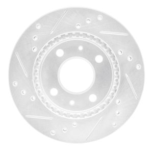 Nissan Sentra Brake Rotor (1) - Front Right - DFC - Drilled & Slotted - Silver - `95-`00