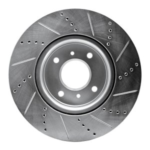 Nissan Sentra Brake Rotor (1) - Front Left - DFC - Drilled & Slotted - Silver - `04-`06