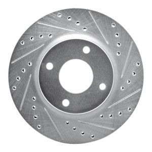 Nissan Cube Brake Rotor (1) - Front Right - DFC - Drilled & Slotted - Silver - `07-`14