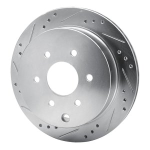 Nissan XTerra Brake Rotor (1) - Rear Left - DFC - Drilled & Slotted - Silver - `05-`25
