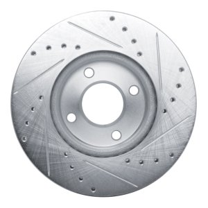 Nissan Versa Brake Rotor (1) - Front Left - DFC - Drilled & Slotted - Silver - `17-`25