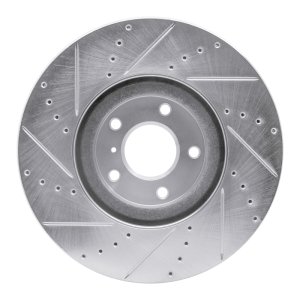 Infiniti Q60 Brake Rotor (1) - Front Right - DFC - Drilled & Slotted - Silver - `07-`15