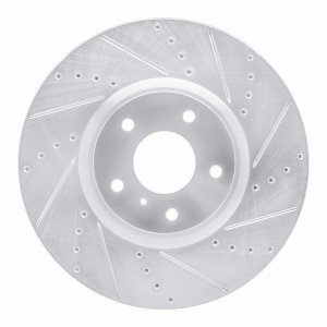 Infiniti Q60 Brake Rotor (1) - Front Right - DFC - Drilled & Slotted - Silver - `07-`15