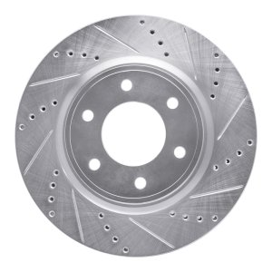 Infiniti QX56 Brake Rotor (1) - Front Right - DFC - Drilled & Slotted - Silver - `07-`24