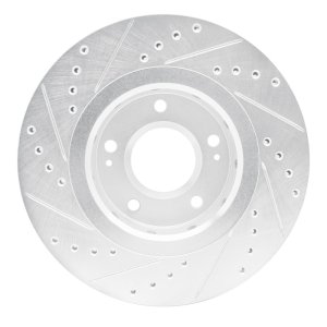 Mitsubishi Lancer Brake Rotor (1) - Front Right - DFC - Drilled & Slotted - Silver - `09-`15