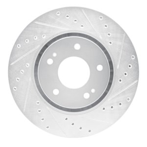 Mitsubishi Lancer Brake Rotor (1) - Front Right - DFC - Drilled & Slotted - Silver - `09-`15