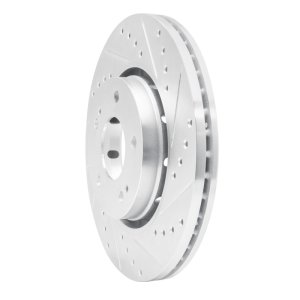 Mitsubishi Lancer Brake Rotor (1) - Front Right - DFC - Drilled & Slotted - Silver - `09-`15