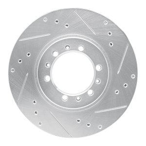 Mitsubishi Montero Brake Rotor (1) - Front Right - DFC - Drilled & Slotted - Silver - `94-`00