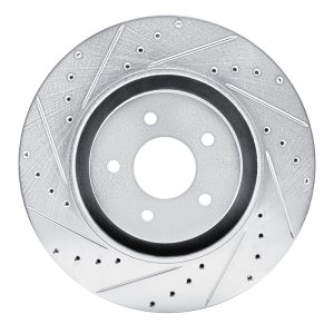 Infiniti QX60 Brake Rotor (1) - Front Left - DFC - Drilled & Slotted - Silver - `22-`25