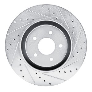 Infiniti QX60 Brake Rotor (1) - Front Right - DFC - Drilled & Slotted - Silver - `22-`25