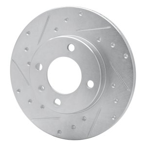 Audi Fox Brake Rotor (1) - Front Left - DFC - Drilled & Slotted - Silver - `73-`05