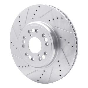 Lexus LS400 Brake Rotor (1) - Front Left - DFC - Drilled & Slotted - Silver - `95-`00