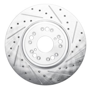 Lexus LS400 Brake Rotor (1) - Front Right - DFC - Drilled & Slotted - Silver - `95-`00