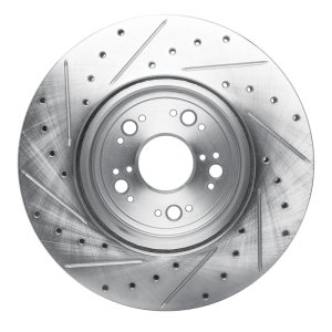 Lexus LS400 Brake Rotor (1) - Front Right - DFC - Drilled & Slotted - Silver - `95-`00