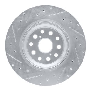 Lexus LS600h Brake Rotor (1) - Right Rear - DFC - Drilled & Slotted - Silver - `07-`17