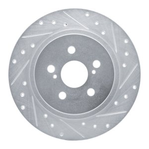 Lexus CT200H Brake Rotor (1) - Rear Right - DFC - Drilled & Slotted - Silver - `11-`17