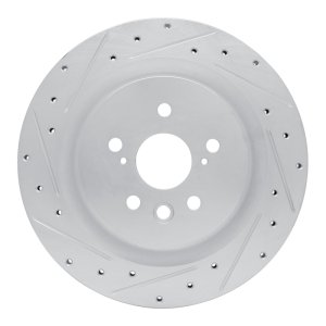 Lexus RX350h Brake Rotor (1) - Rear Left - DFC - Drilled & Slotted - Silver - `20-`25