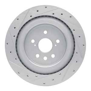 Lexus RX450h Brake Rotor (1) - Rear Right - DFC - Drilled & Slotted - Silver - `20-`25