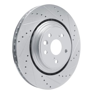 Lexus RX350 Brake Rotor (1) - Front Right - DFC - Drilled & Slotted - Silver - `20-`25