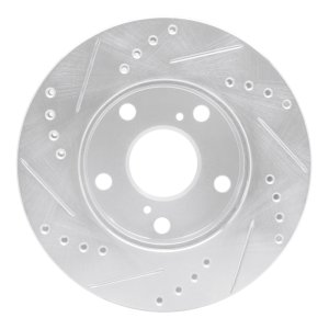 Toyota Camry Brake Rotor (1) - Front Right - DFC - Drilled & Slotted - Silver - `92-`01