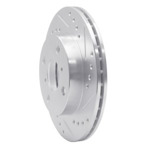 Toyota Yaris Brake Rotor (1) - Front Right - DFC - Drilled & Slotted - Silver - `99-`05