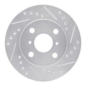 Toyota Yaris Brake Rotor (1) - Front Right - DFC - Drilled & Slotted - Silver - `99-`05