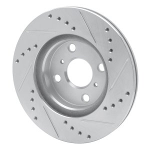 Toyota MR2 Spyder Brake Rotor (1) - Front Left - DFC - Drilled & Slotted - Silver - `00-`05