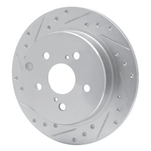 Toyota Prius V Brake Rotor (1) - Rear Left - DFC - Drilled & Slotted - Silver - `12-`20