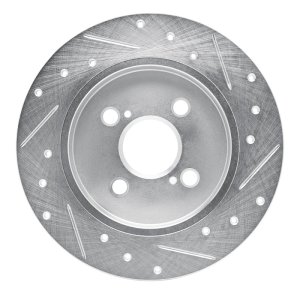 Toyota Yaris Brake Rotor (1) - Rear Left - DFC - Drilled & Slotted - Silver - `12-`18