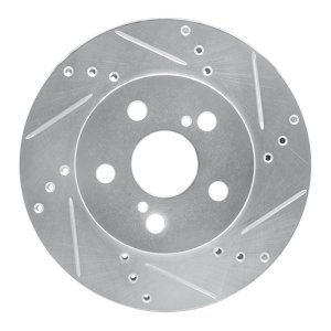 Toyota Prius Prime Brake Rotor (1) - Front Right - DFC - Drilled & Slotted - Silver - `16-`22