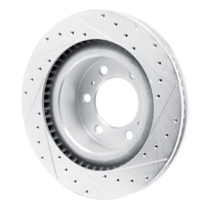 Lexus GX550 Brake Rotor (1) - Front Left - DFC - Drilled & Slotted - Silver - `22-`25
