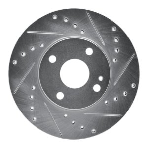 Mazda Miata Brake Rotor (1) - Front Right - DFC - Drilled & Slotted - Silver - `94-`02