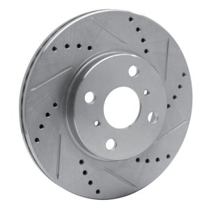 Scion xB Brake Rotor (1) - Front Right - DFC - Drilled & Slotted - Silver - `04-`06