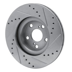Toyota Corolla Brake Rotor (1) - Front Left - DFC - Drilled & Slotted - Silver - `09-`15